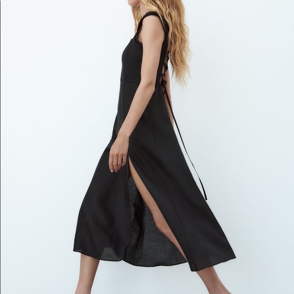 Corset-Back Black Midi Dress - Picture 2 of 9